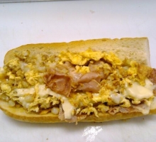 Fried Ham, Potato, Egg & Cheese on Toasted Roll
